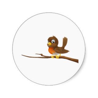Cute Robin sitting on a tree branch Stickers