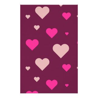 Big Small Hearts Pattern Purple Maroon Pink Pastel Stationery