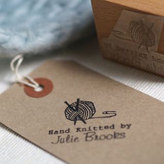 personalised 'hand knitted by' stamp by pretty rubber stamps