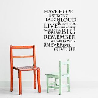 have hope portrait wall stickers by parkins interiors