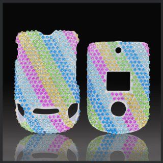 Rainbow Stripes "Cristalina" crystal bling rhinestone diamond case cover for Motorola Vu204 Cell Phones & Accessories