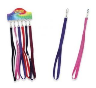 Assorted Solid Color Nylon Lanyards with Clip and Keyring 19" Long Clothing