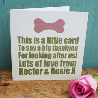 personalised 'thank you pet' card by sparks living