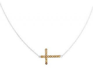 Gemstone Horizontal Cross Necklace, Sterling —