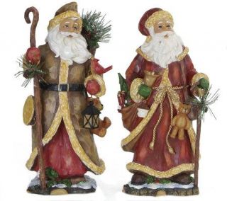 Set of 2 12 Woodland Santa Figures by Sterling —