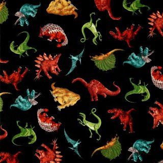 Timeless Treasures Dinosaurs Tossed Black, 44 inch (112cm) Wide Cotton Fabric Yardage