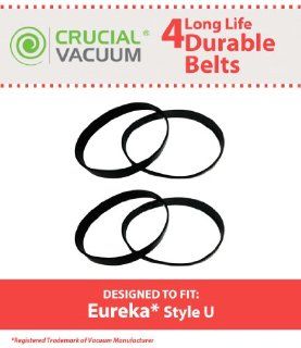 Eureka Style U Belt 4 Pack Designed To Fit Eureka Uprights, Whirlwind, Victory, Bravo, LiteSpeed; Compare To Part # 61120A , 61120B, 61120C and 61120D; Designed & Engineered By Crucial Vacuum