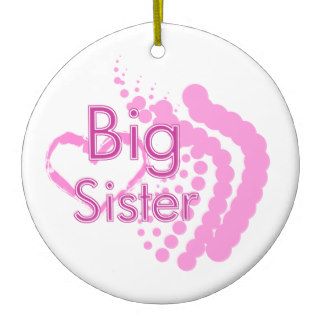 Big sister pink heart ornament