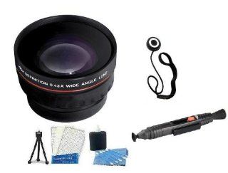 Wide Angle Lens Kit Includes High Definition .43x Wide Angle Lens W/ Macro + LensPen Cleaning Kit + Lens Cap Keeper + Mini Tripod + Camera Cleaning Kit + LCD Screen Protectors For CANON VIXIA HF M52, HF M50, HF M500, HF M41, HF M40, HF M400 HD Camcorder  