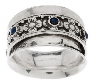 Or Paz Sterling Gemstone Floral Design Spinner Ring —