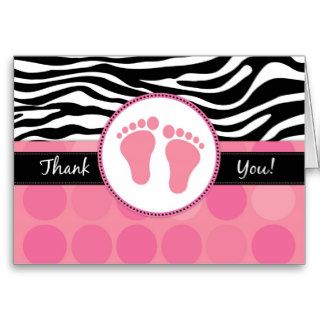 Mod Zebra Print Folded Baby Shower Thank You Cards