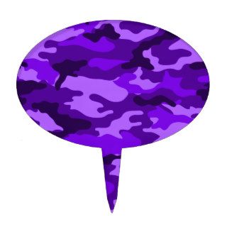 purple  camouflage oval cake pick