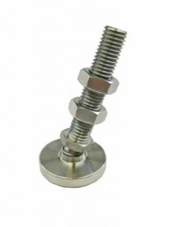 J.W. Winco 10T3LP6 Series LP 100.1 303 Stainless Steel Threaded Stud Type Low Profile Leveling Mount, Inch Size, 5/8 11 Thread Size, 3" Thread Length, 2" Base Diameter Vibration Damping Mounts