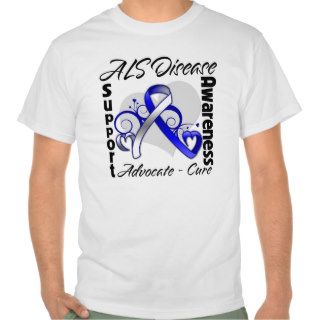 Heart Ribbon   ALS Disease Awareness Tshirts