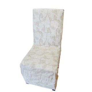 Jacquard Scroll Dining Chair Slipcover Color Taupe  