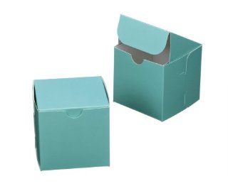 Dress My Cupcake Square Cupcake Box with Lid with Standard Holder, Tiffany Blue/White, Set of 100 Kitchen & Dining