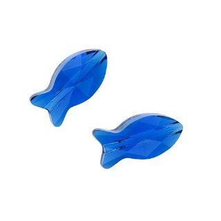 SWAROVSKI ELEMENTS Crystal Fish Beads #5727 14mm Capri Blue (2)