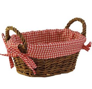 wicker basket with handles and gingham lining by dibor