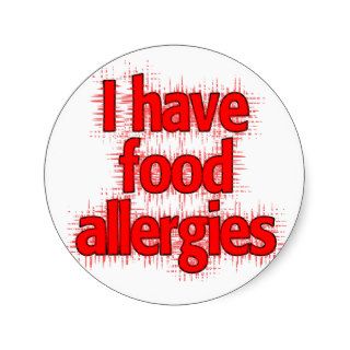 Red food allergies round stickers
