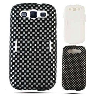 Cell Armor I747 PC JELLY 03 3D305 S Samsung Galaxy S III I747 Hybrid Fit On Case   Retail Packaging   3D Embossed Black/White Checkers Cell Phones & Accessories