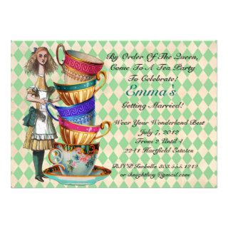 Alice In Wonderland Party Invitation Green
