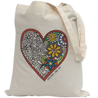 colour in heart tote bag by pink pineapple