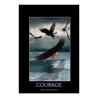 Bald Eagles COURAGE Motivational Art Poster