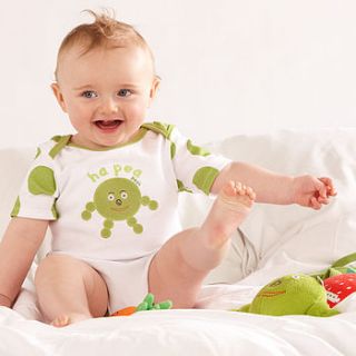 ha pea pure cotton short sleeved body suit by busy peas