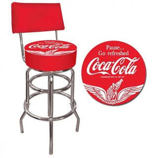 Coca Cola Wings Logo Bar Stool with Back   30in