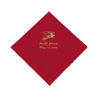 Red Personalized Graduation Luncheon Napkins   Gold Print   Party Tableware & Napkins Health & Personal Care