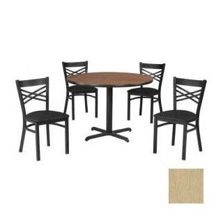 Shop 42" Round Table & Criss Cross Back Chair Set, Maple Fusion Laminate Table/Black Vinyl Chair at the  Furniture Store