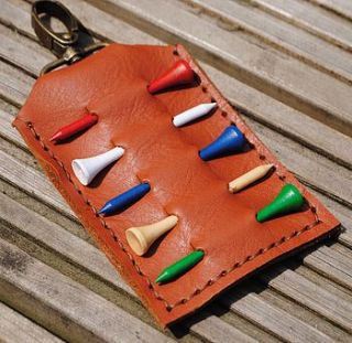 personalised leather golf tee holder by parkin & lewis