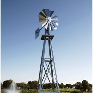 Outdoor Water Solutions Ornamental Backyard Windmill — 8ft.3in.H, Galvanized Finish, Model# BYW0038  Lawn Ornaments   Fountains