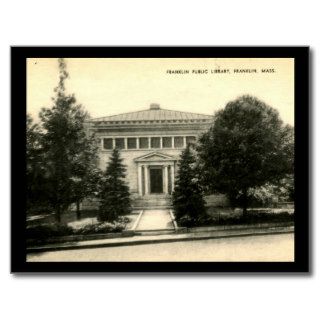 Franklin Library, Franklin, Mass. Vintage Postcard
