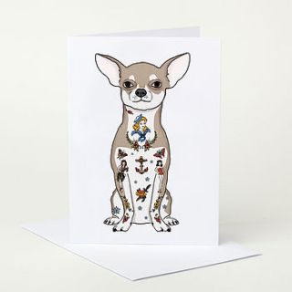 tattoo chihuahua greeting card by sophie parker
