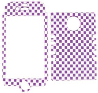 Cell Armor IPHONE4G RSNAP 3D308 Rocker Snap On Case for iPhone 4/4S   Retail Packaging   Purple and White Checkers Cell Phones & Accessories