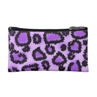 Purple and Black Leopard Print Pattern. Cosmetic Bags