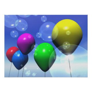Party Balloons & Bubbles Print