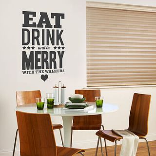 'personalised' be merry wall sticker by oakdene designs