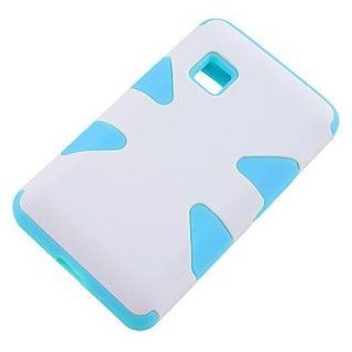 Dynamic Dual Layer Cover for LG 840G, White/Light Blue Cell Phones & Accessories