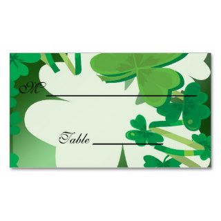 Green Irish Shamrock Clover Table Number Card Business Card Template