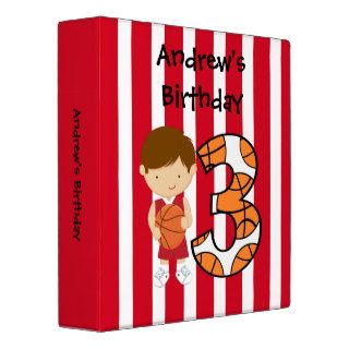 3rd Birthday Red and White Basketball Player Binders
