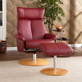 Cardwell Red Leather Recliner/ Ottoman Upton Home Recliners