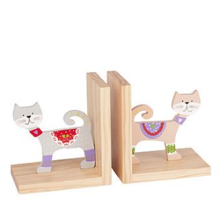 wooden cat bookends by the contemporary home