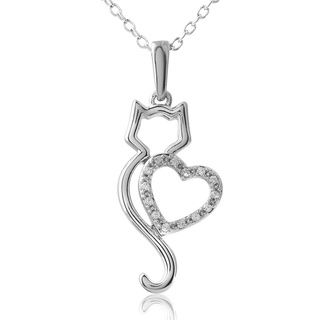 ASPCA Tender Voices Silver My Cat My Heart Pendant (1/15 cttw) ASPCA Diamond Necklaces