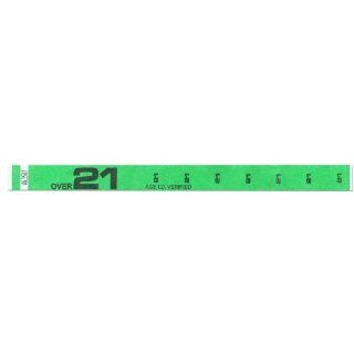 Tyvek Wristbands   Over 21 Printed   Bar   Night Club   Alcohol Serving Events   Lime Color   500 Pieces of Wristbands per Box  Identification Wristbands 