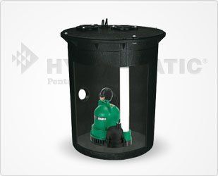 Hydromatic CSS 3V Pre Plumbed Sump Basin Package, Assembled, Featuring V A1 Submersible Sump Pump    