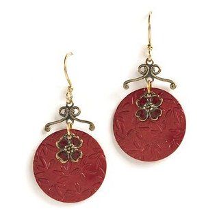 Jody Coyote Tango Dangling Cherry Disc Earrings with Flower Charm QN091 Jewelry