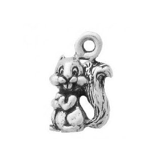 Sterling Silver 18" .8mm Wide Box Chain Necklace With Mini Cute Cartoon Squirrel With Buck Teeth Animal Pendant Jewelry