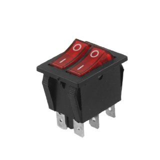 Double SPST 6 Pins On/Off Illuminated Rocker Switch AC 15A/250V 20A/125V   Wall Light Switches  